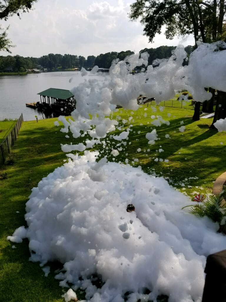 Foam party at a lake - Foam Zone Texas foam party rentals Santa Fe, TX